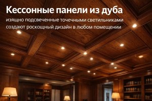 Кессонные панели из дуба: особенности материала, конструктивные возможности и роль в создании выразительного интерьера